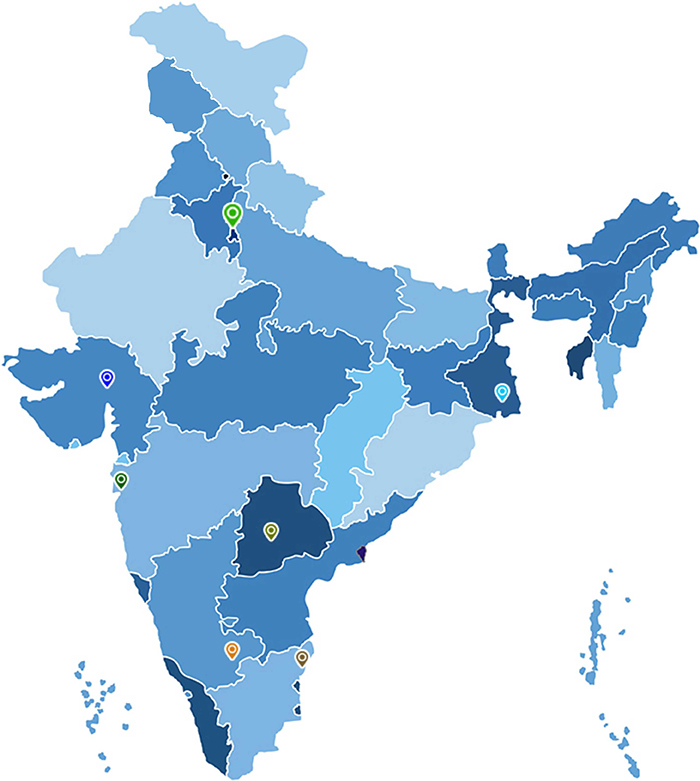 Interactive map of India states and capitals